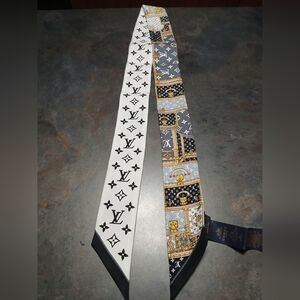 Authentic Louis Vuitton Monogram Black and Gold Scarf